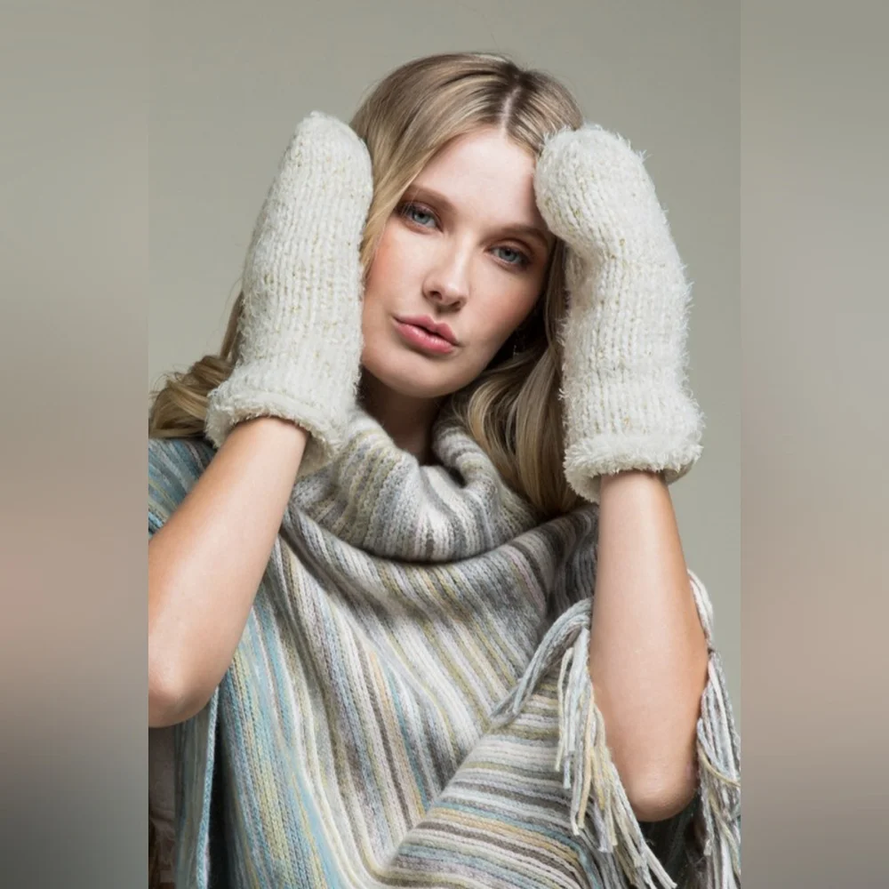 5 Pairs of Women's Knit Mittens w Warm & Comfy Faux Fur Lining for $24